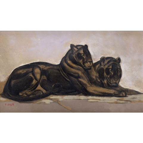 Panthères noires couchées, 1922.